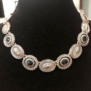 Silver & black onyx necklace & earring set